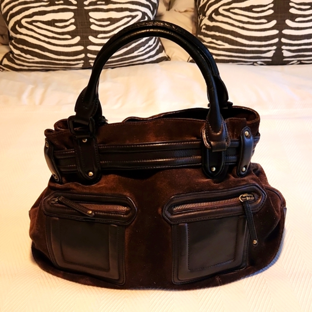 Cole Haan brown suede and leather carry all